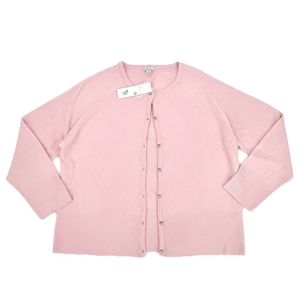 Apt. 9 Smoky Pink Long Sleeve Jewel Button Front Cardigan Womens Sweater Size 1X